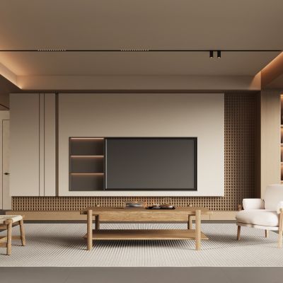 新中式宋式风客厅  电视背景墙