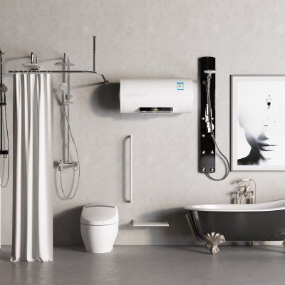 现代卫生间 马桶 浴缸 洗手台