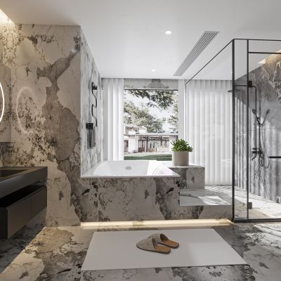 现代卫生间 浴室柜 洗脸盆 镜柜 马桶