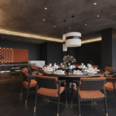 新中式暗黑风中餐厅包厢  新中式餐厅包间  餐厅包房