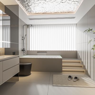 现代卫生间 浴室柜 洗脸盆 镜柜 马桶