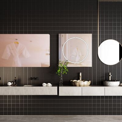 中式洗手台 洗手盆 镜子