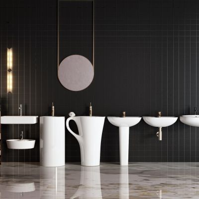 现代柱盆 洗手盆 壁灯