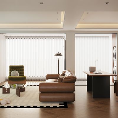 现代中古风客厅 客厅书房一体 横厅 大平层