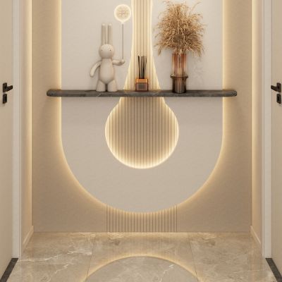 奶油 简约风 圆弧灯带 无主灯 走廊端景 玄关