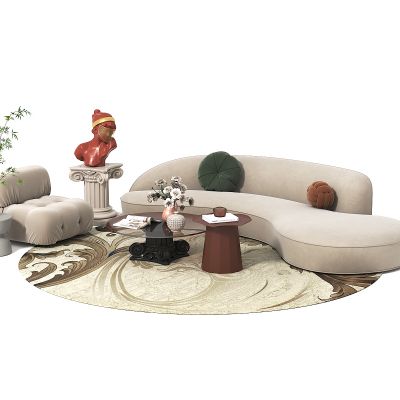 现代法式沙发茶几组合