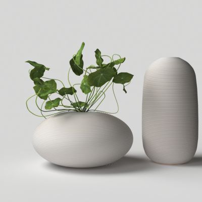 现代螺旋纹白瓷花瓶花卉摆件