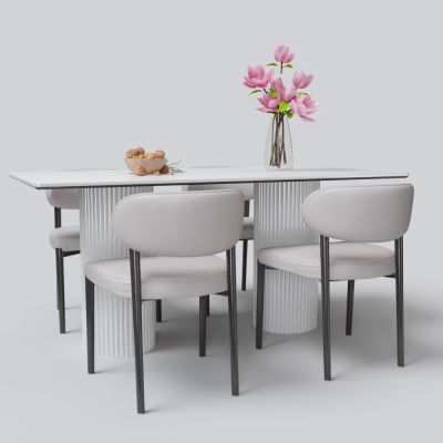 现代烤漆餐桌椅组合
