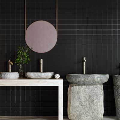 中式洗手盆 洗手台 柱盆 台上盆 镜子