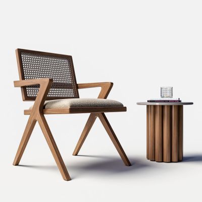 现代实木休闲椅