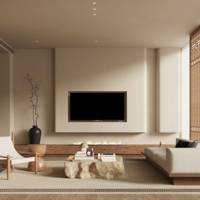 新中式宋式风客厅  电视背景墙