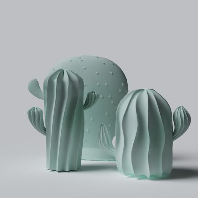 现代瓷器仙人掌摆件