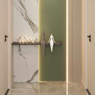 奶油 简约风 圆弧灯带 无主灯 走廊端景 玄关