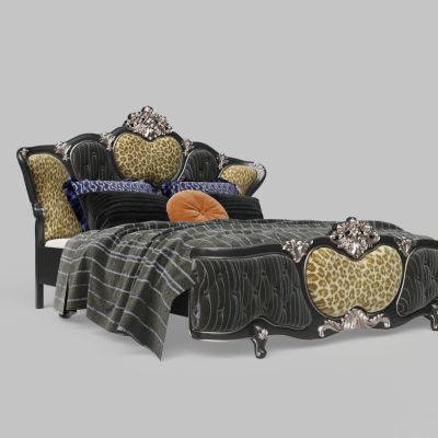 欧式雕花布艺双人床