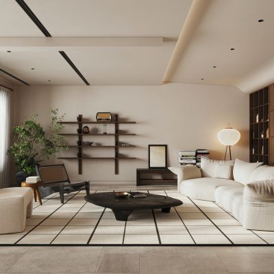 侘寂中古风客厅 横厅