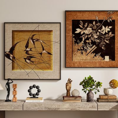 现代极简新中式侘寂中古风挂画装饰画组合