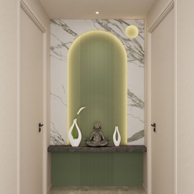 奶油 简约风 圆弧灯带 无主灯 走廊端景 玄关