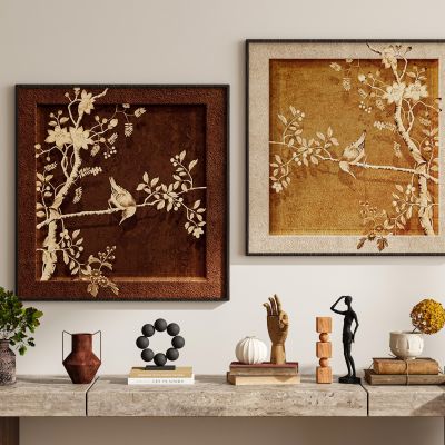 现代极简新中式侘寂中古风挂画装饰画组合