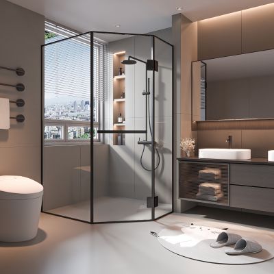 现代卫生间 浴室柜 洗脸盆 镜柜 马桶