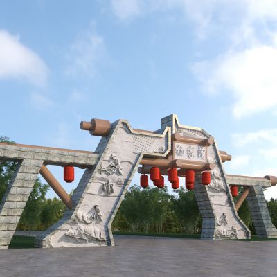 新中式景区大门 景区门头 入口大门