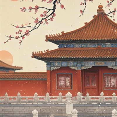 水墨国画装饰画3D贴图