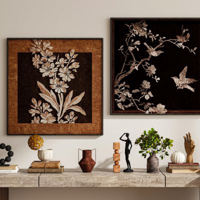 现代极简新中式侘寂中古风挂画装饰画组合