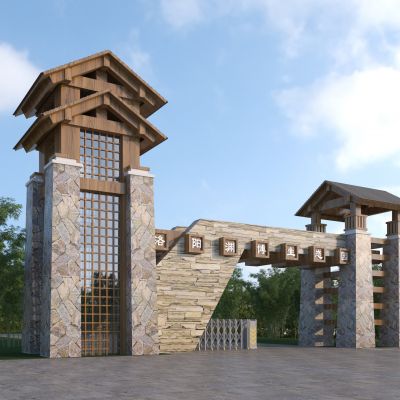 新中式景区大门 景区门头 入口大门