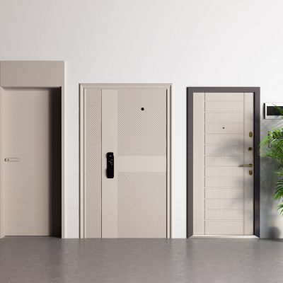 现代子母门 强电箱 门铃 实木门 入户门