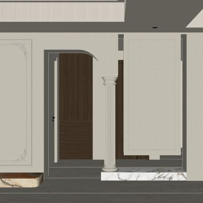 轻法式 奶油  中古风 罗马柱 弧形垭口 格栅顶 入户隔断 玄关