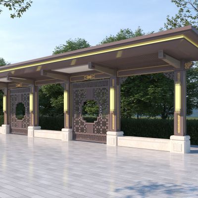 新中式廊架长廊 文化长廊 金属长廊