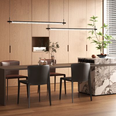 现代岛台餐桌椅组合