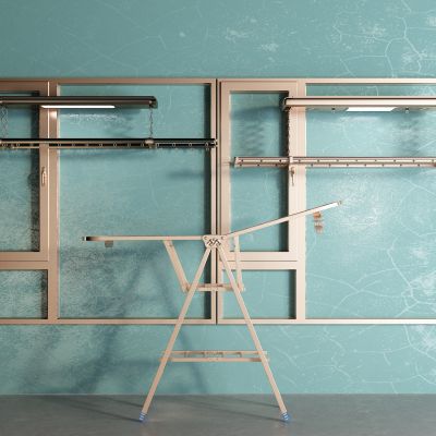 现代晾衣架 落地窗