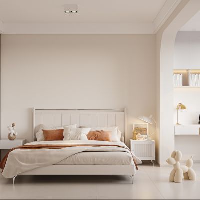 现代奶油风卧室3D模型