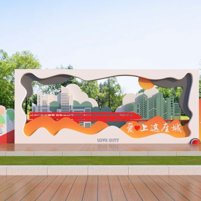 现代拍照框雕塑小品 