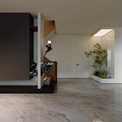意式挑空客餐厅3D模型