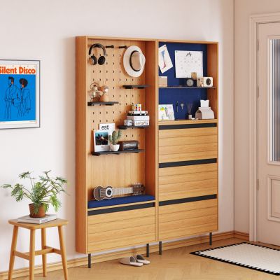 日式原木风实木鞋柜  翻斗玄关柜