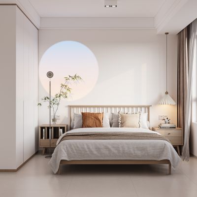 现代奶油风卧室3D模型