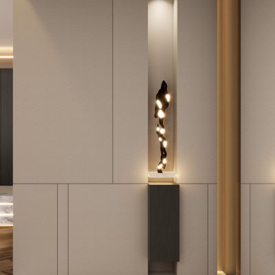 意式 中古风 几何造型 灯带楼梯 岛台 入户隔断 玄关