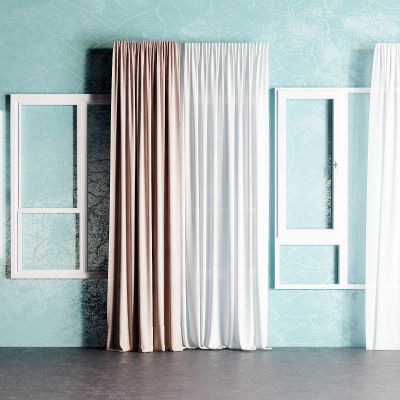 现代百叶窗 落地窗 窗帘 纱帘