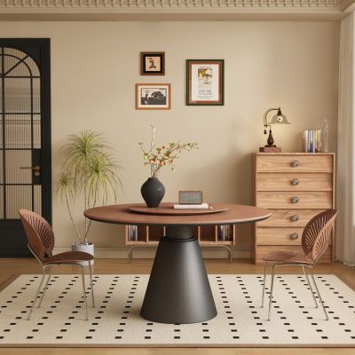 中古风法式餐厅 圆餐桌椅