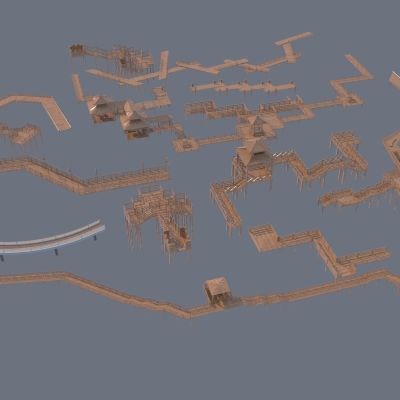 现代栈道景观台廊架