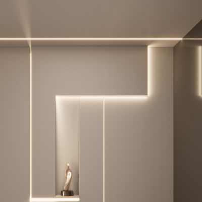  意式 奶油 轻奢风 几何叠级 线条造型 入户隔断 玄关