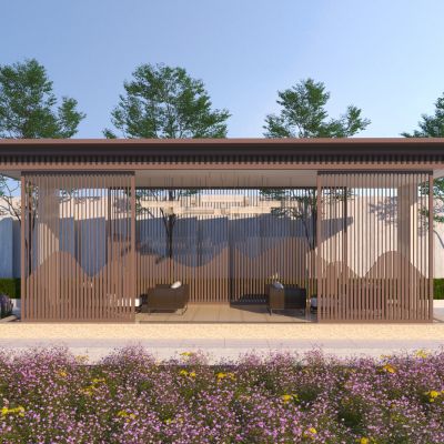 新中式廊架长廊 文化长廊 金属长廊