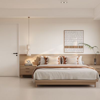 现代奶油风卧室3D模型