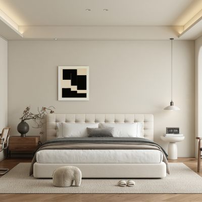 奶油风家居卧室 无主灯卧室 飘窗卧室