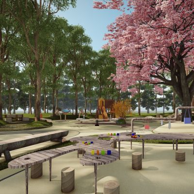 现代自然生态无动力儿童游乐森林系户外探险原木拓展训练公园景观