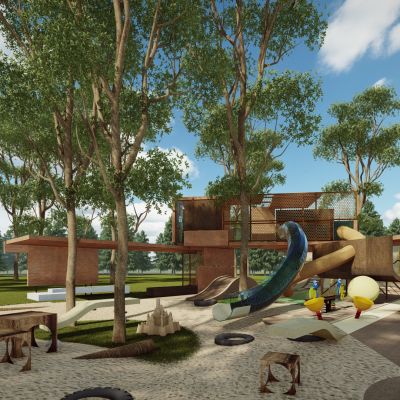 现代自然生态无动力儿童游乐森林系户外探险原木拓展训练公园景观