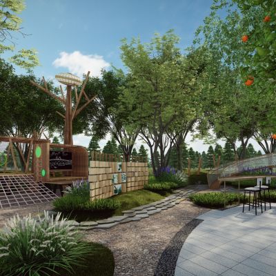 现代自然生态无动力儿童游乐森林系户外探险原木拓展训练公园景观