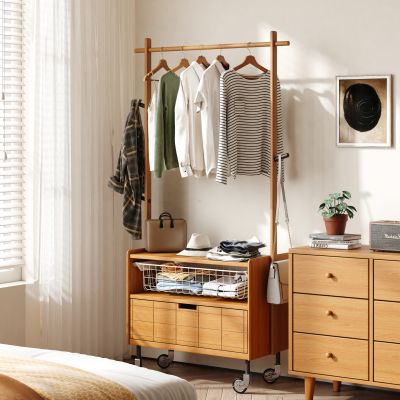  现代原木衣架 落地衣架 挂衣架 衣帽架 移动落地衣架3D模型