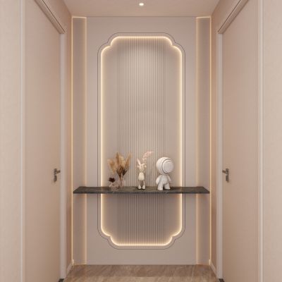 奶油 简约风 圆弧灯带 无主灯 走廊端景 玄关